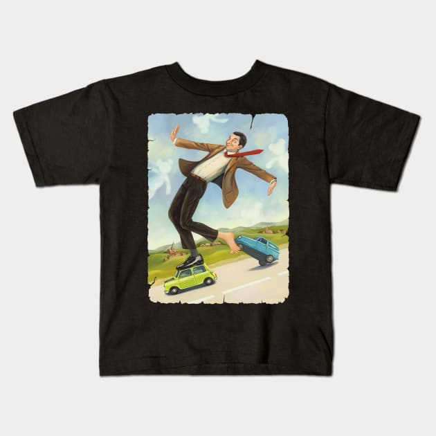 Mr Bean Flaying Kids T-Shirt by sabargeh